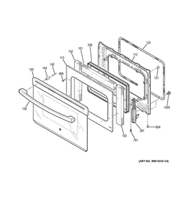 Door Diagram and Parts List for JS630DF3CC  General Electric Range