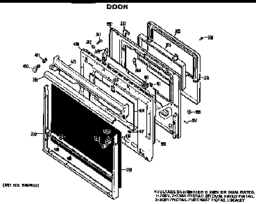Door Diagram and Parts List for JKP27G*D2  General Electric Wall Oven