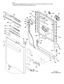 ESCUTCHEON & DOOR ASM Diagram and Parts List for ZDT870SSF1SS  General Electric Dishwasher