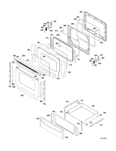 DOOR-DRAWER Diagram and Parts List for JCBP67SP4SS  General Electric Range