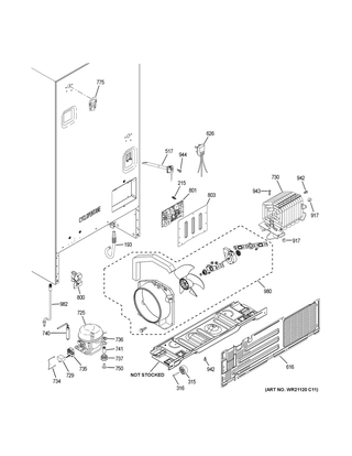 Machine Compartment Diagram and Parts List for GNE27ESMAFSS  General Electric Refrigerator