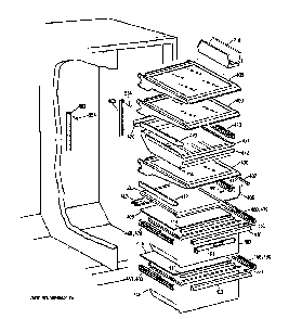 Fresh Food Shelves Diagram and Parts List for 36359575991  General Electric Refrigerator