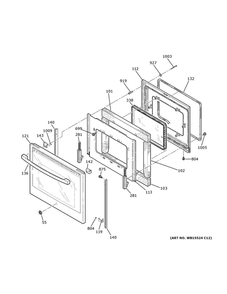 Door Diagram and Parts List for JS760DL5BB  General Electric Range