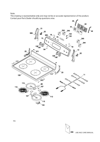 CONTROL PANEL & COOKTOP Diagram and Parts List for JCBS630SJ1SS  General Electric Range