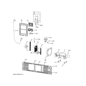 Machine Compartment Diagram and Parts List for CVE28DP4NHW2  General Electric Refrigerator