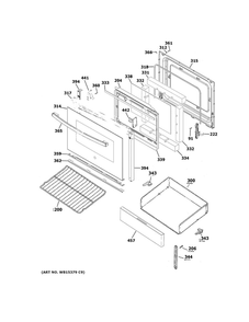 Door And Drawer Parts Diagram and Parts List for JBS360DM2WW  General Electric Range