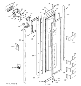 FREEZER DOOR Diagram and Parts List for ZISB360DRK  General Electric Refrigerator