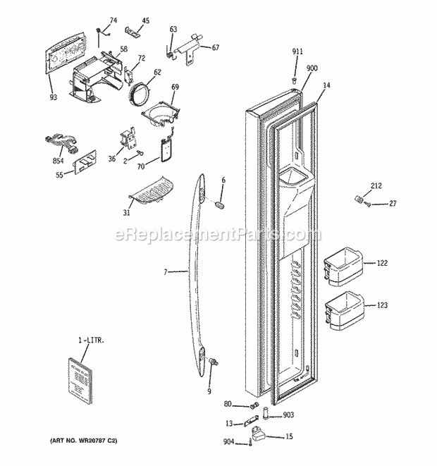 Part Location Diagram of WR55X11031 GE INTERFACE DISPENSER Assembly