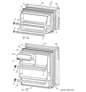 DOORS Diagram and Parts List for RMQ80UB1  General Electric Refrigerator