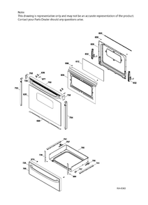 DOOR & DRAWER PARTS Diagram and Parts List for JCBS250ST4SS  General Electric Range