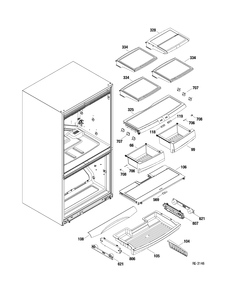 FF SHELVES Diagram and Parts List for PFSF1NFXABB  General Electric Refrigerator