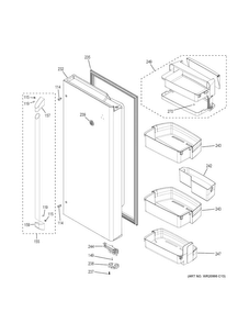 Fresh Food Door - Rh Diagram and Parts List for CWE23SSHISS  General Electric Refrigerator