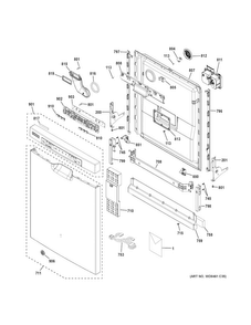 Escutcheon & Door Assembly Diagram and Parts List for GDF540HMF6ES  General Electric Dishwasher