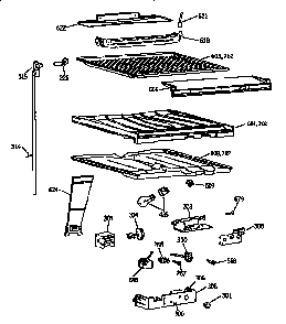 Compartment Separator Assembly Diagram and Parts List for TBX18JISJRWH  General Electric Refrigerator