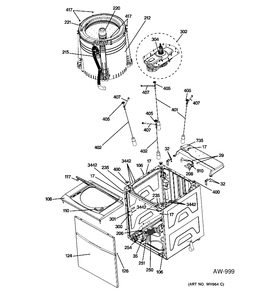 CABINET 4 Diagram and Parts List for C978-97222210  General Electric Washer