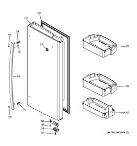 Fresh Food Door - Rh Diagram and Parts List for GNE29GGHBWW  General Electric Refrigerator