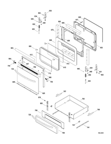 DOOR & DRAWER Diagram and Parts List for 147262  General Electric Range