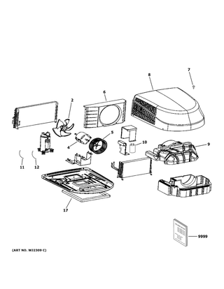 Part Location Diagram of WJ76X25399 GE Outdoor Shroud Cover (White)