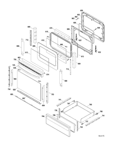 DOOR-DRAWER Diagram and Parts List for JCBP780DT1WW  General Electric Range