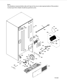 SEALED SYSTEM & MOTHERBOARD Diagram and Parts List for GFMS5HFFBSS  General Electric Refrigerator