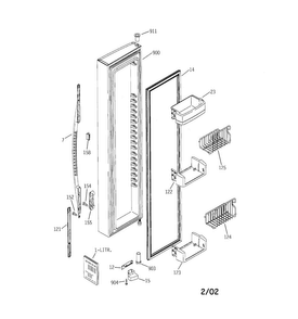 Freezer Door Diagram and Parts List for PSS25MCNACC  General Electric Refrigerator