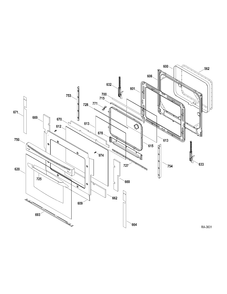 DOOR PARTS Diagram and Parts List for PCB969DR1WW  General Electric Range