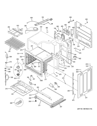 Lower Oven Diagram and Parts List for PS960BL3TS  General Electric Range