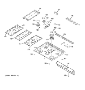Cooktop Diagram and Parts List for CGS985SET6SS  General Electric Range