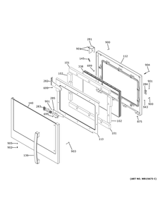 Upper Door Diagram and Parts List for PTD700LSN3SS  General Electric Wall Oven