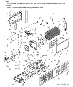 MACHINE COMPARTMENT Diagram and Parts List for PWE23KMDCES  General Electric Refrigerator
