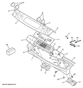 Control Panel Diagram and Parts List for JS630DF4CC  General Electric Range