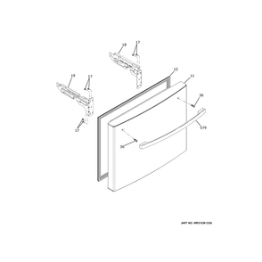 Freezer Door Diagram and Parts List for GYE21JYMCFFS  General Electric Refrigerator