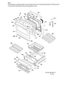 DOOR & DRAWER Diagram and Parts List for CCGS985SETASS  General Electric Range