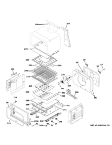 Lower Oven Diagram and Parts List for PGB960FEJ2DS  General Electric Range