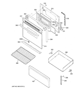 Door & Drawer Parts Diagram and Parts List for JBS27RF1SS  General Electric Range