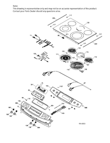 CONTROL PANEL & COOKTOP Diagram and Parts List for JCS860EF2ES  General Electric Range