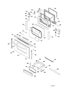 DOOR & DRAWER Diagram and Parts List for JCBP63SK5SS  General Electric Range