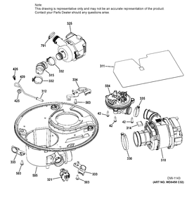 SUMP & MOTOR MECHANISM Diagram and Parts List for ZDT915SPJ0SS  General Electric Dishwasher