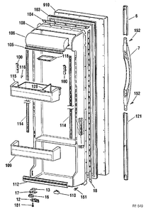 REFRIGERATOR SECTION Diagram and Parts List for 39571  General Electric Refrigerator