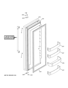 Fresh Food Door Diagram and Parts List for CSB42WP2NKS1  General Electric Refrigerator