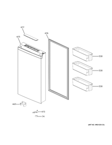 Convertible Door Diagram and Parts List for PAE28BYTBFS  General Electric Refrigerator