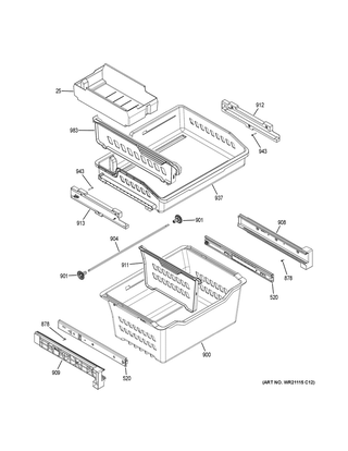 Freezer Shelves Diagram and Parts List for GNE27ESMAFSS  General Electric Refrigerator