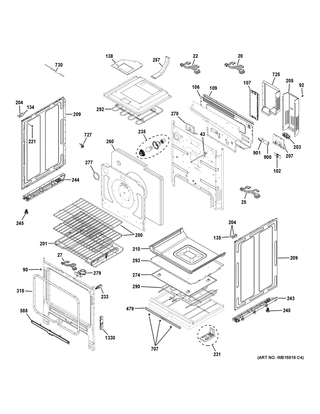 Body Parts Diagram and Parts List for CES700P3M1D1  General Electric Range