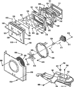 DOOR ASSEMBLY & CONVECTION BLOWER Diagram and Parts List for JCKP17WP-1  General Electric Range