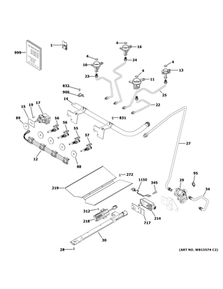 Gas & Burner Parts Diagram and Parts List for JGAS640RM1SS  General Electric Range