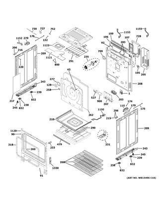 Body Parts Diagram and Parts List for P2S930SEL3SS  General Electric Range
