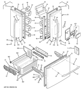 Doors Diagram and Parts List for PFCF1PJZBWW  General Electric Refrigerator