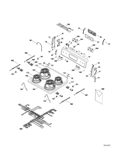 CONTROL PANEL & COOKTOP Diagram and Parts List for JCBP36WK3WW  General Electric Range
