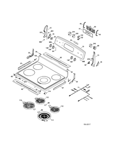 Control Panel And Cooktop Diagram and Parts List for PCB980DF3BB  General Electric Range