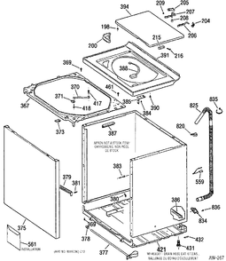 CABINET Diagram and Parts List for MNSR2080A0WW  General Electric Washer